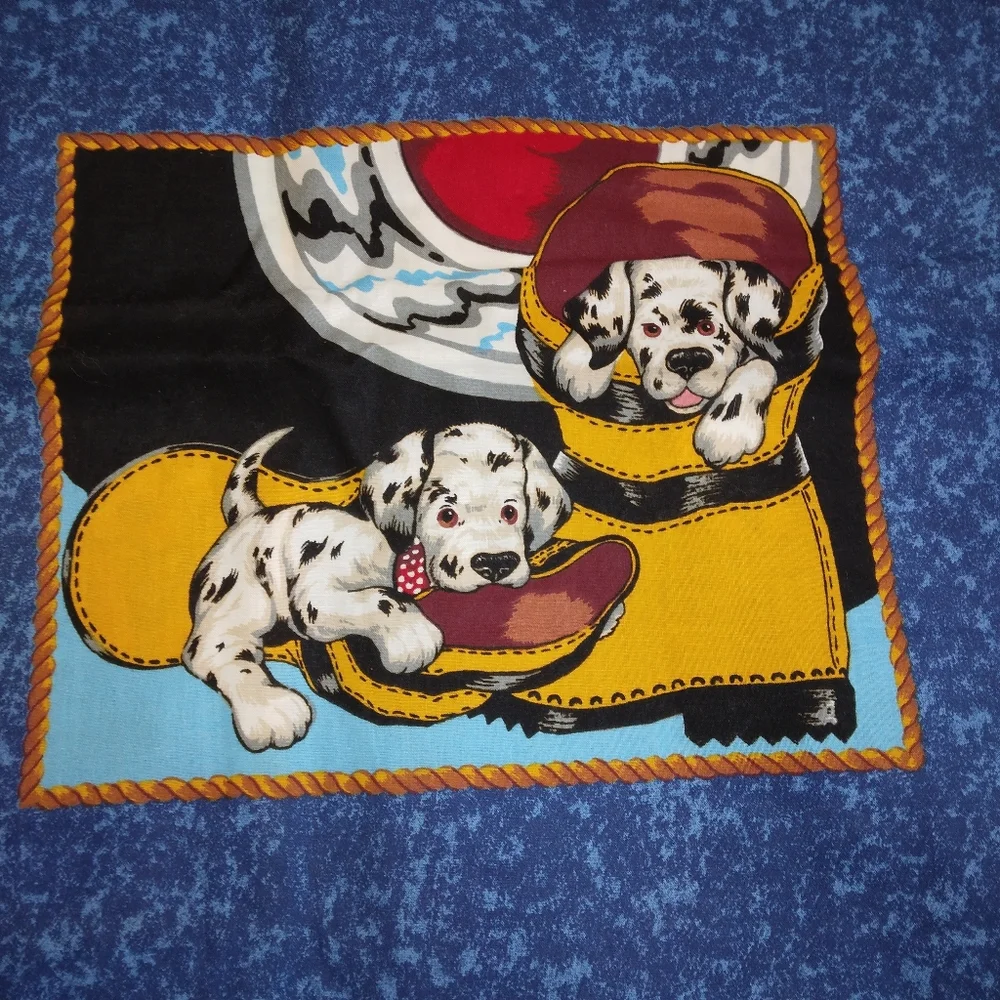 FABRIC Spring Industries Fire Dogs Dalmations 1 panel 35 in. cotton quil…